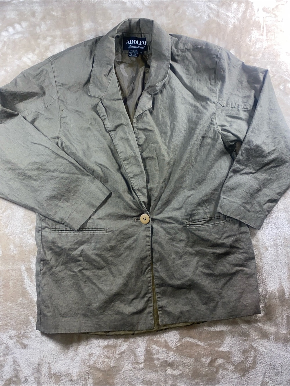 Adolfo Linen and Cotton blend Single-Button Blazer